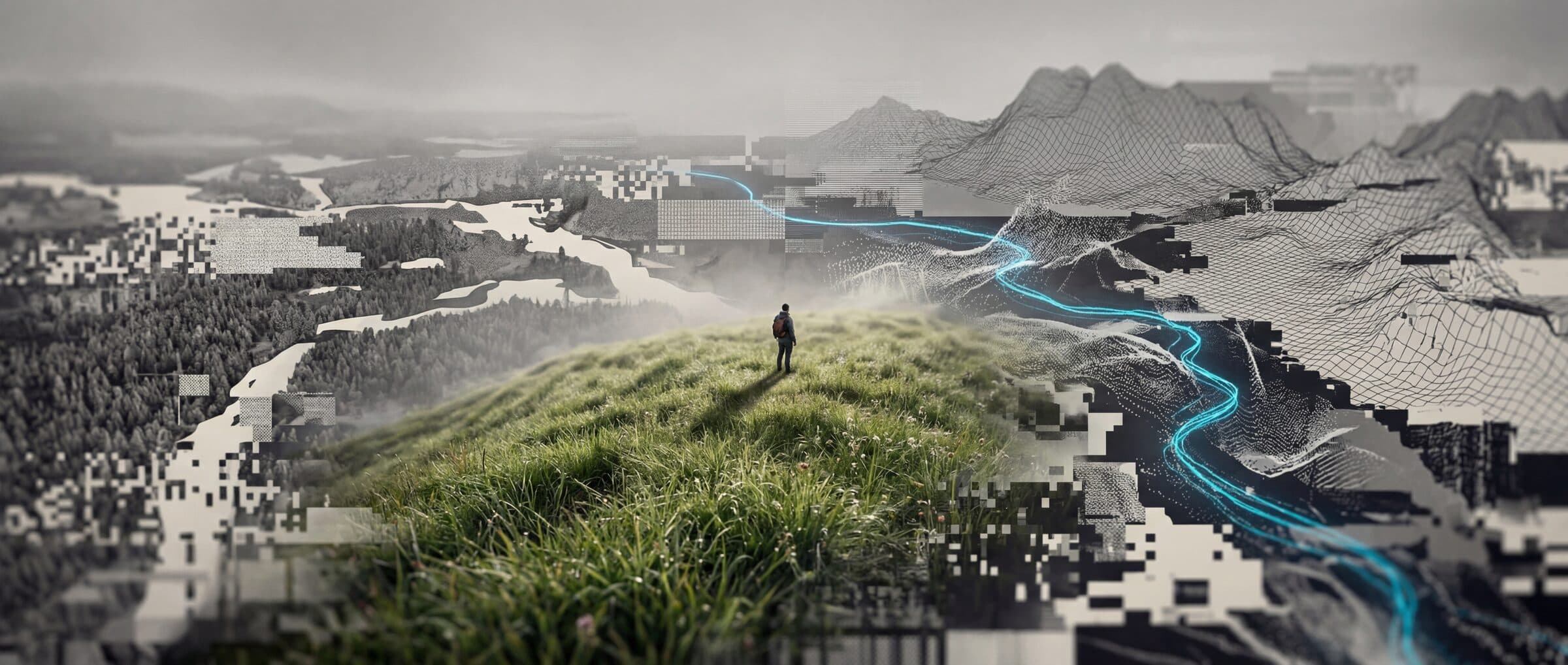 Digital landscape bridging nature and technology